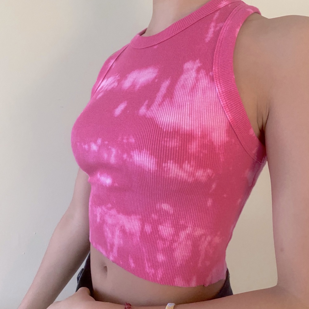 Pink tie-dye tank top